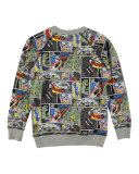 Romeo Cartoon Raglan Sweatshirt, Gray/Multicolor, Size 4-12