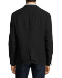 Larson Linen Two-Button Jacket, Black