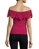 Positano Off-the-Shoulder Lace Top, Sangria