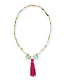 Cuban Beaded Tassel Necklace, 36"