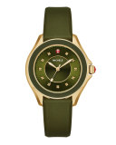 Cape Green Silicone Strap Watch with Pink Topaz Dial Markers, Golden