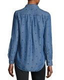 Carter Denim Star-Print Shirt, Indigo