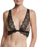 Cheyenne Animal-Print Soft Triangle Bra, Vindemia/Black