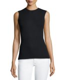 Stretch Jersey Crewneck Tank, Black