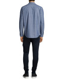 Chambray Long-Sleeve Shirt, Navy