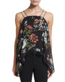 Floral-Print Handkerchief-Hem Top, Vintage Floral