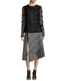 Prince of Wales Asymmetric Skirt, Black/Chalk