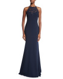 Halter Lace-Bodice Gown