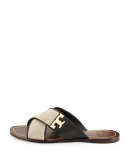 Culver Crisscross Slide Sandal, Natural/Black