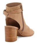 Jane Leather Peep-Toe Bootie, Sand