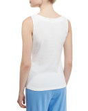 Sleeveless Chain-Trim Tank, White