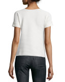 Short-Sleeve Textured-Stripe T-Shirt, Off White