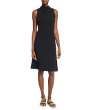 Darla Sleeveless Tie-Neck A-Line Dress, Black