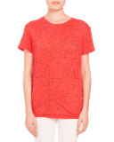 Splatter-Print Tie-Back Tee, Coral