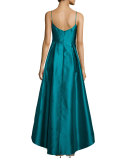 Adashi Sleeveless High-Low Gown, Green