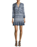 Agathe Silk Multipattern Dress, Blue