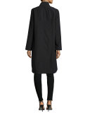 Organic-Cotton/Nylon A-line Knee-Length Jacket, Plus Size  