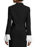 Kuroshio Ruffle-Cuff Blazer, Black/Ivory