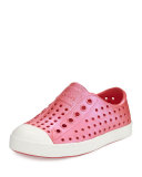 Jefferson Waterproof Iridescent Low-Top Shoe, Red/White, Toddler