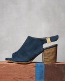 Ancona Suede Open-Toe Slingback, Navy