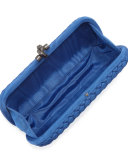 Woven Faille Large Knot Clutch Bag, Signal Blue Royal