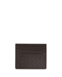Intrecciato Leather Credit Card Sleeve, Dark Brown