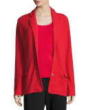 Two-Button Long Pique Blazer, Classic Red, Plus Size