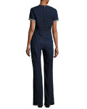 Le Jumpsuit Lace-Up Denim Jumpsuit, Indigo
