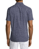 Micro-Dot Short-Sleeve Shirt, Navy