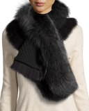 Fox Fur Pull-Through Scarf, Charcoal