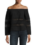 Coronado Eyelet-Inset Top, Black