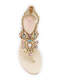 Jewel-Embellished Flat Thong Sandal