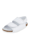 Eelford Scalloped Leather Sandal, White, Toddler
