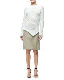 Asymmetric Suede Skirt, Stone