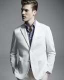Solid Two-Button Jersey Jacket, White
