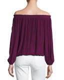 Jill Off-the-Shoulder Lace-Up Blouse, Sangria