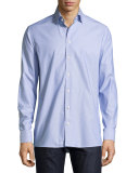 Zigzag Waves Jacquard Sport Shirt, Blue