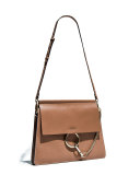 Faye Medium Leather Shoulder Bag, Tan
