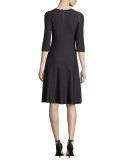 Twirl Half-Sleeve Knit Fit-and-Flare Dress, Plus Size