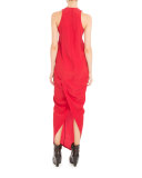 Sleeveless V-Neck Column Gown, Red