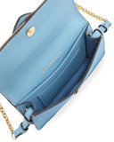 Buckle Mini Leather & House Check Bag, Bright Mineral Blue