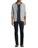 Cashmere Zip-Up Hoodie, Heather Steel