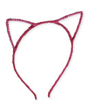Glittered Cat-Ear Headband, Fuchsia