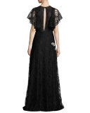 Aurora Floral Lace Gown, Jet