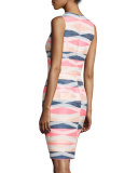 Sleeveless Striped Sheath Dress, Multi Colors