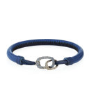 Kiri Leather Strap Bracelet with Blue Sapphire Links, Marine Blue/Black