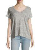 Malibu Linen V-Neck T-Shirt, Heather Gray