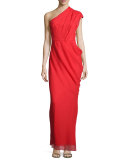 One-Shoulder Pleated Gown
