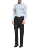 Phi Flat-Front Wool Trousers, Black
