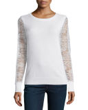 Cashmere Lace-Sleeve Sweater 